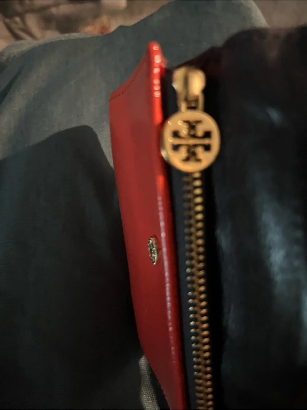 Tory Burch Bright Red Saffiano Logo Compact Wallet